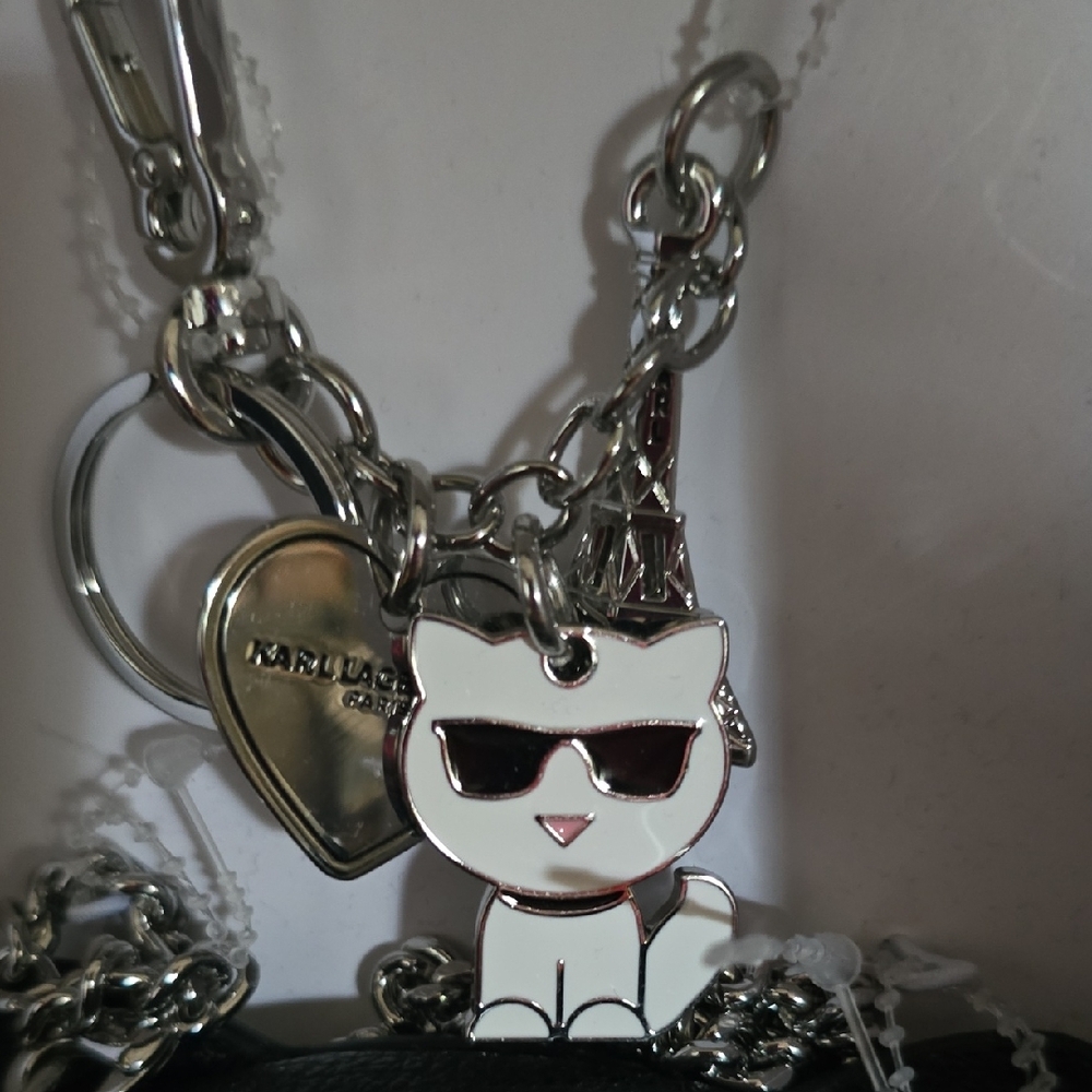 Karl Lagerfeld Black Camera Bag & Cat Keychain Set - Black & White Gift Set ❤️ - Picture 8 of 14